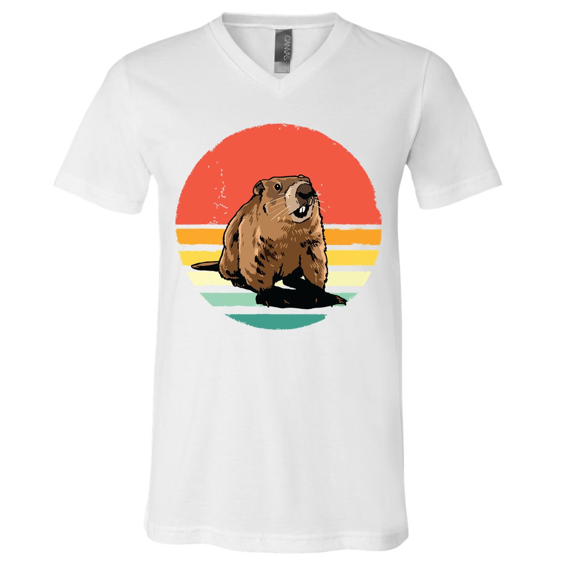 Groundhog Shirts Retro Style Rodent Animal Groundhogs Day V-Neck T-Shirt