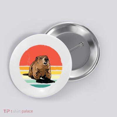 Groundhog Shirts Retro Style Rodent Animal Groundhogs Day Button