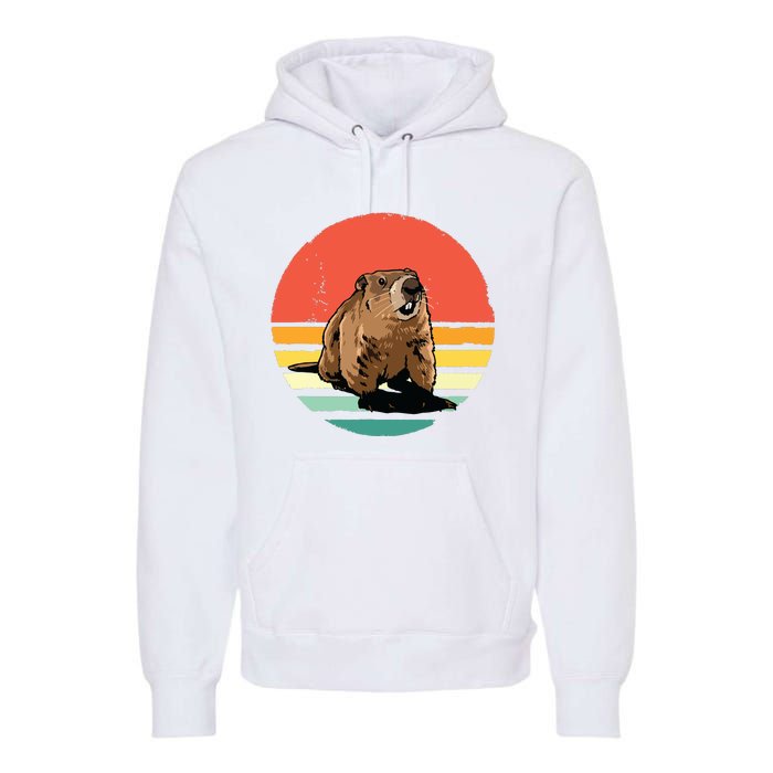 Groundhog Shirts Retro Style Rodent Animal Groundhogs Day Premium Hoodie