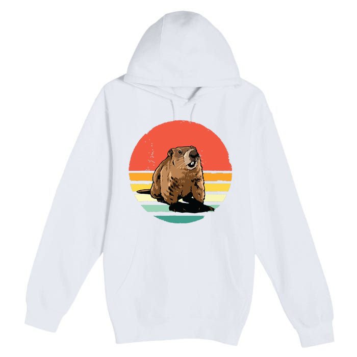 Groundhog Shirts Retro Style Rodent Animal Groundhogs Day Premium Pullover Hoodie