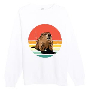 Groundhog Shirts Retro Style Rodent Animal Groundhogs Day Premium Crewneck Sweatshirt