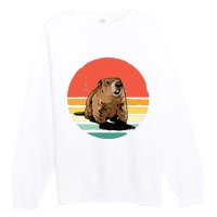 Groundhog Shirts Retro Style Rodent Animal Groundhogs Day Premium Crewneck Sweatshirt