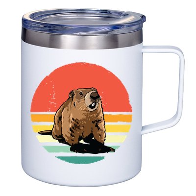 Groundhog Shirts Retro Style Rodent Animal Groundhogs Day 12oz Stainless Steel Coffee Mug