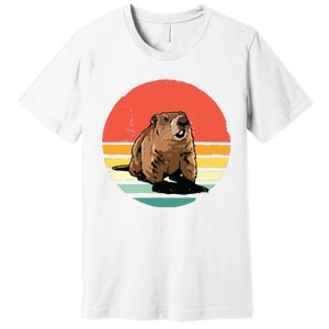 Groundhog Shirts Retro Style Rodent Animal Groundhogs Day Premium T-Shirt