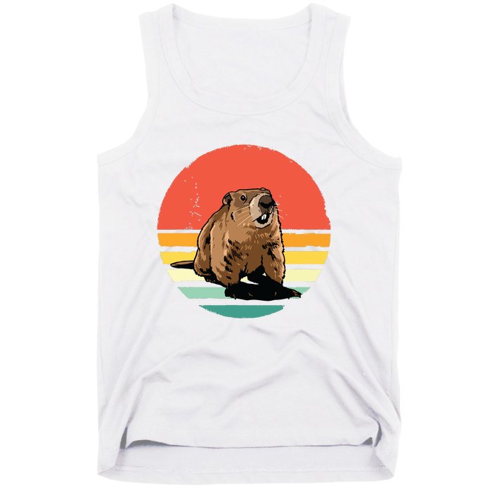 Groundhog Shirts Retro Style Rodent Animal Groundhogs Day Tank Top