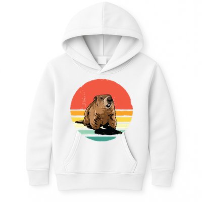 Groundhog Shirts Retro Style Rodent Animal Groundhogs Day Kids Hoodie
