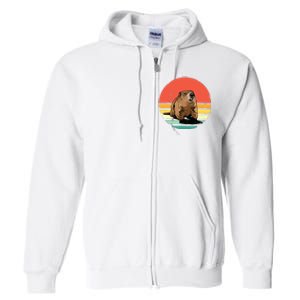 Groundhog Shirts Retro Style Rodent Animal Groundhogs Day Full Zip Hoodie