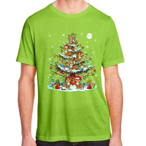 Group Santa Reindeer Elf Cheetahs On Christmas Tree Colorful Cool Gift Adult ChromaSoft Performance T-Shirt