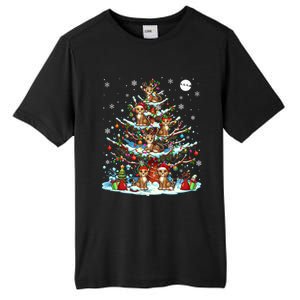 Group Santa Reindeer Elf Cheetahs On Christmas Tree Colorful Cool Gift Tall Fusion ChromaSoft Performance T-Shirt