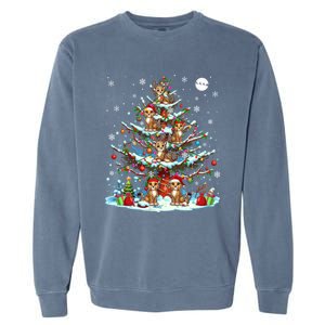 Group Santa Reindeer Elf Cheetahs On Christmas Tree Colorful Cool Gift Garment-Dyed Sweatshirt