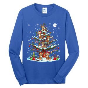 Group Santa Reindeer Elf Cheetahs On Christmas Tree Colorful Cool Gift Tall Long Sleeve T-Shirt