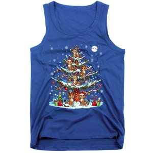 Group Santa Reindeer Elf Cheetahs On Christmas Tree Colorful Cool Gift Tank Top