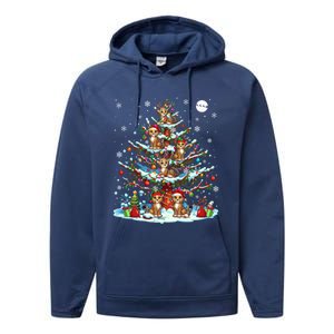 Group Santa Reindeer Elf Cheetahs On Christmas Tree Colorful Cool Gift Performance Fleece Hoodie