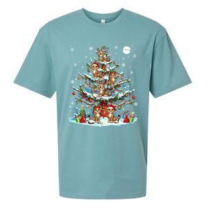 Group Santa Reindeer Elf Cheetahs On Christmas Tree Colorful Cool Gift Sueded Cloud Jersey T-Shirt