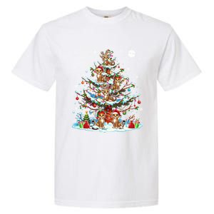 Group Santa Reindeer Elf Cheetahs On Christmas Tree Colorful Cool Gift Garment-Dyed Heavyweight T-Shirt