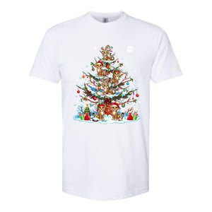 Group Santa Reindeer Elf Cheetahs On Christmas Tree Colorful Cool Gift Softstyle CVC T-Shirt