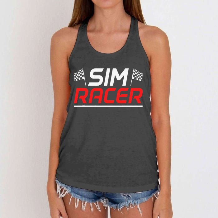 Gaming Simulation Racer Car Race Sim Racing Women's Knotted Racerback Tank