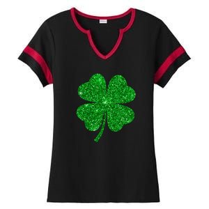 Glitter Shamrock St Patrick's Day Ladies Halftime Notch Neck Tee