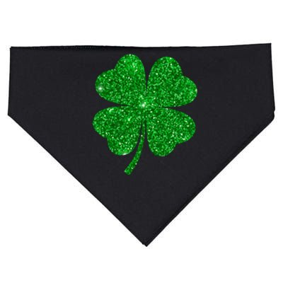 Glitter Shamrock St Patrick's Day USA-Made Doggie Bandana