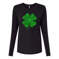 Glitter Shamrock St Patrick's Day Womens Cotton Relaxed Long Sleeve T-Shirt