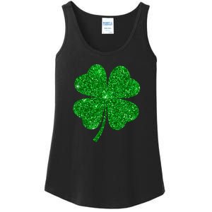 Glitter Shamrock St Patrick's Day Ladies Essential Tank