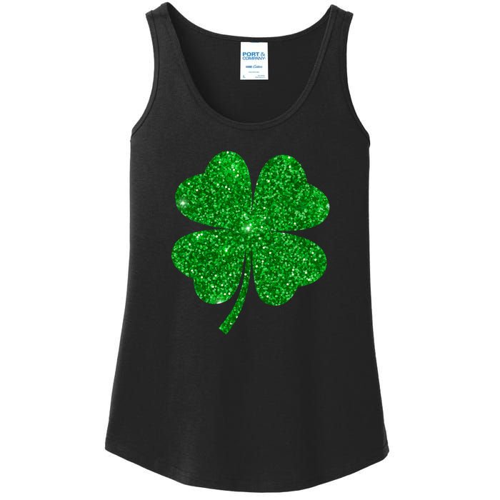 Glitter Shamrock St Patrick's Day Ladies Essential Tank