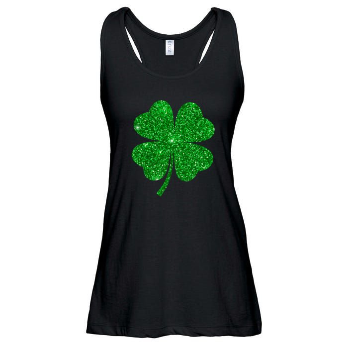 Glitter Shamrock St Patrick's Day Ladies Essential Flowy Tank