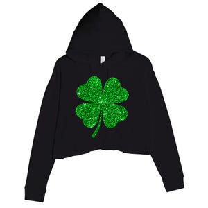 Glitter Shamrock St Patrick's Day Crop Fleece Hoodie