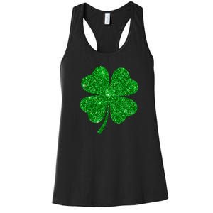 Glitter Shamrock St Patrick's Day Women's Racerback Tank