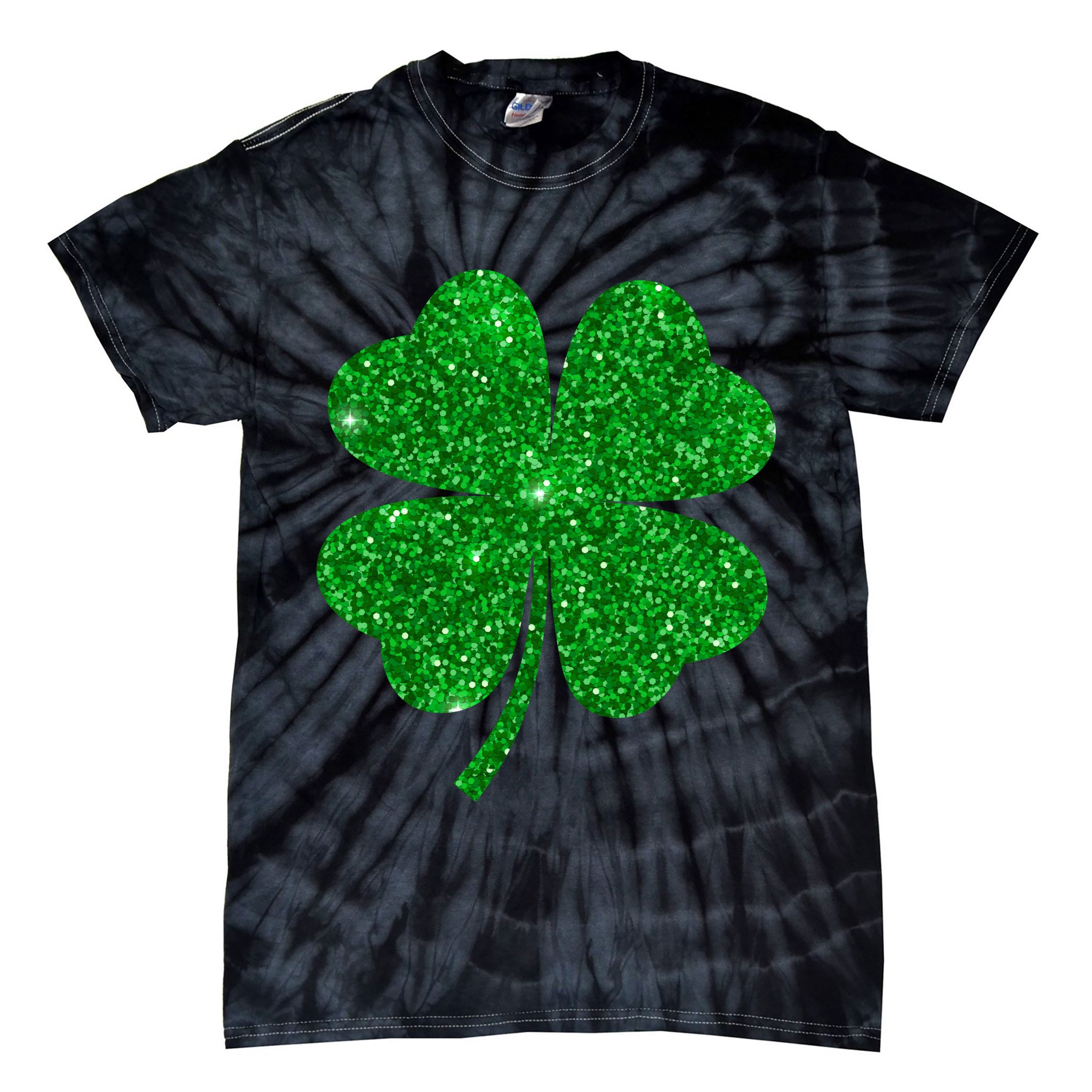 Glitter Shamrock St Patrick's Day Tie-Dye T-Shirt