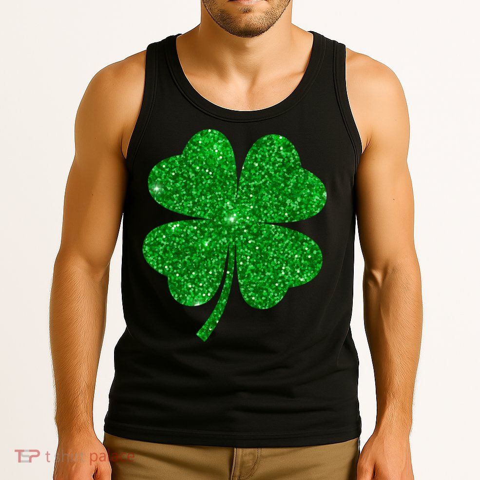 Glitter Shamrock St Patrick's Day Tank Top