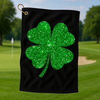 Glitter Shamrock St Patrick's Day Golf Towel