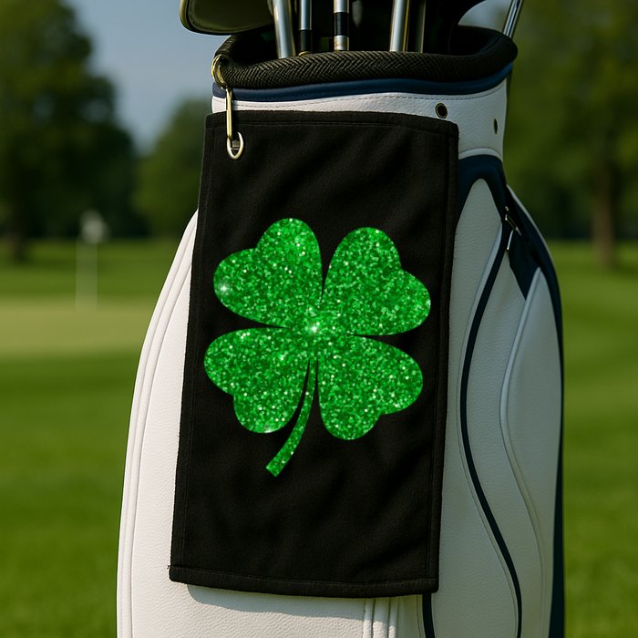Glitter Shamrock St Patrick's Day Golf Towel