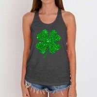 Glitter Shamrock St Patrick's Day Women's Knotted Racerback Tank