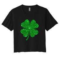 Glitter Shamrock St Patrick's Day Women's Crop Top Tee