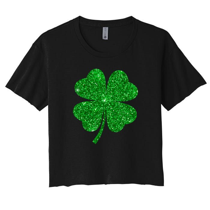 Glitter Shamrock St Patrick's Day Women's Crop Top Tee