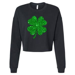 Glitter Shamrock St Patrick's Day Cropped Pullover Crew