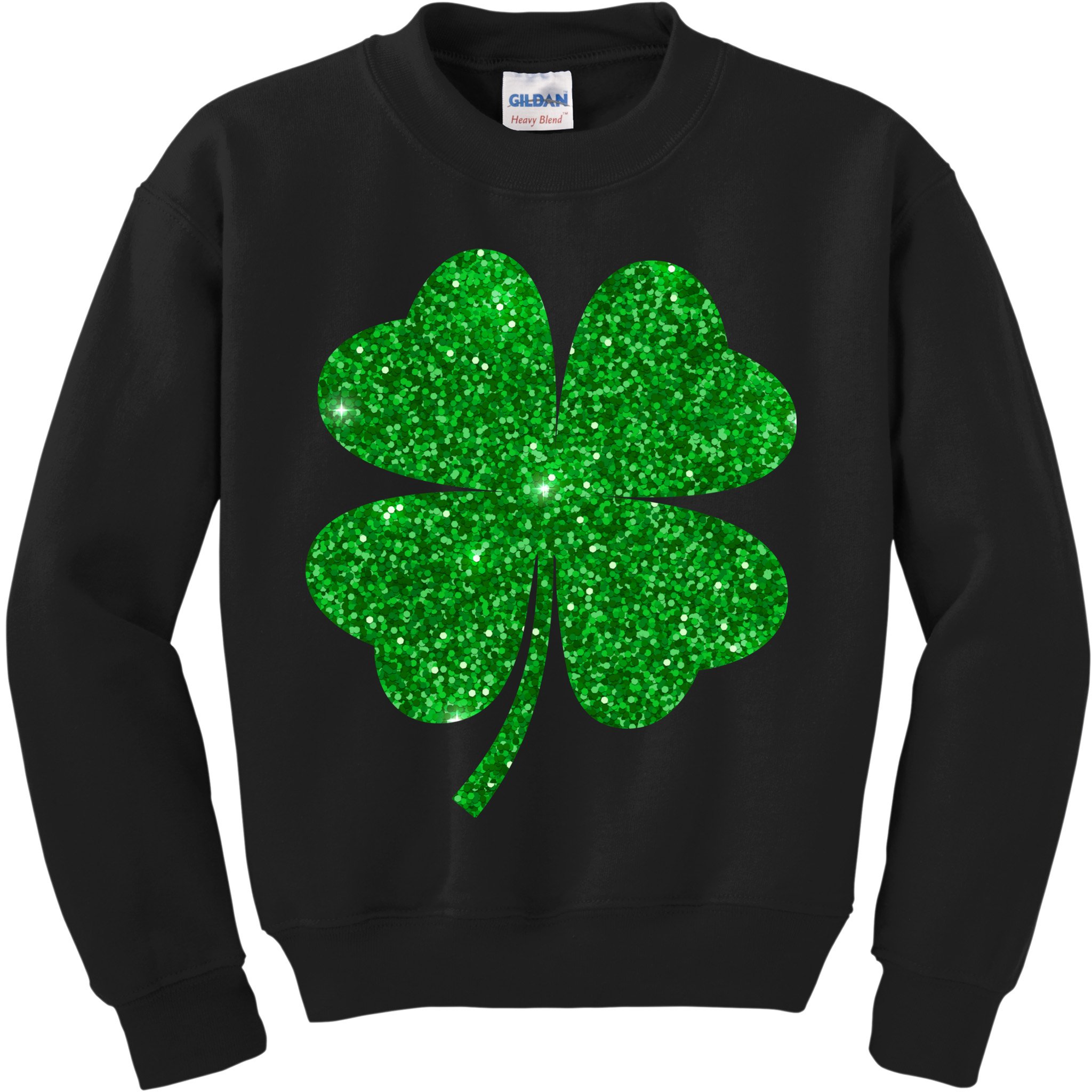 Glitter Shamrock St Patrick's Day Kids Sweatshirt