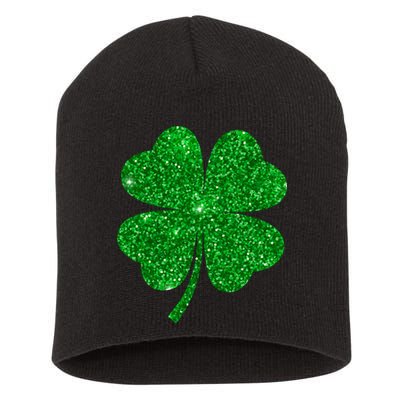 Glitter Shamrock St Patrick's Day Short Acrylic Beanie