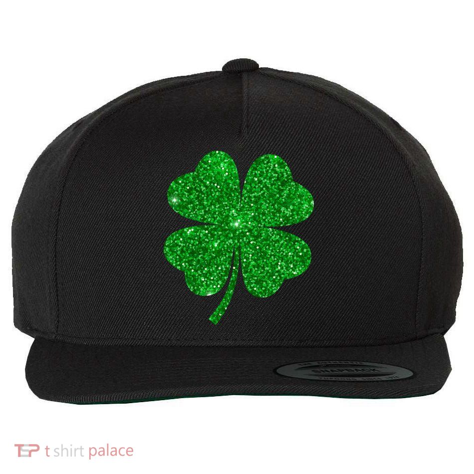 Glitter Shamrock St Patrick's Day Wool Snapback Cap
