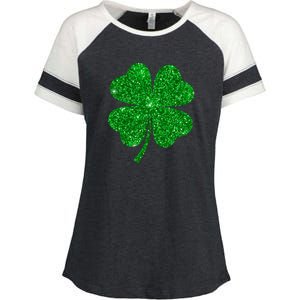 Glitter Shamrock St Patrick's Day Enza Ladies Jersey Colorblock Tee