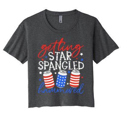 Getting Star Spangled Hammered 4th Of July Patriotic Us Flag Gift Women's Crop Top Tee