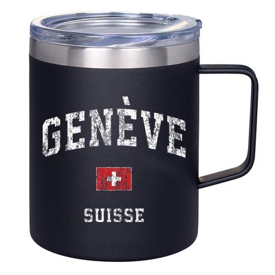 Geneva Suisse Switzerland Vintage Athletic Sports 12oz Stainless Steel Coffee Mug