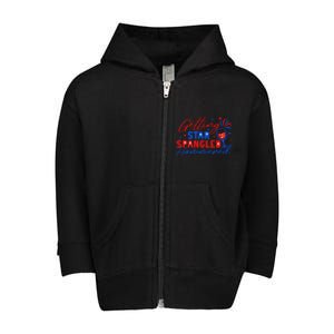 Getting Star Spangled Hammered 4th Of July America Gift Toddler Zip Fleece Hoodie