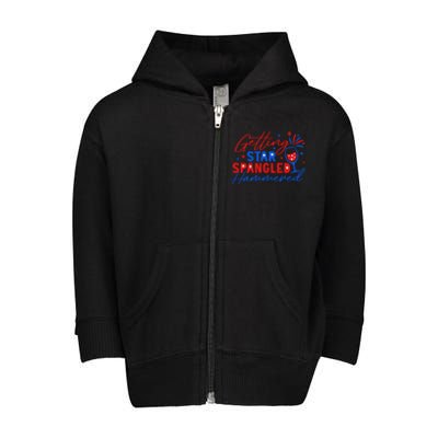 Getting Star Spangled Hammered 4th Of July America Gift Toddler Zip Fleece Hoodie