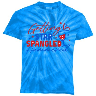 Getting Star Spangled Hammered 4th Of July America Gift Kids Tie-Dye T-Shirt