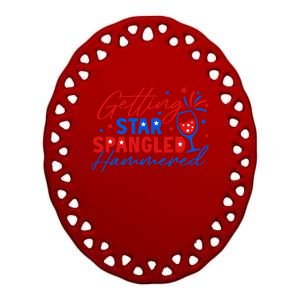 Getting Star Spangled Hammered 4th Of July America Gift Ceramic Oval Ornament