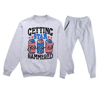 Getting Star Spangled Hammered Funny 4th Of July Patriotic Meaningful Gift Premium Crewneck Sweatsuit Set