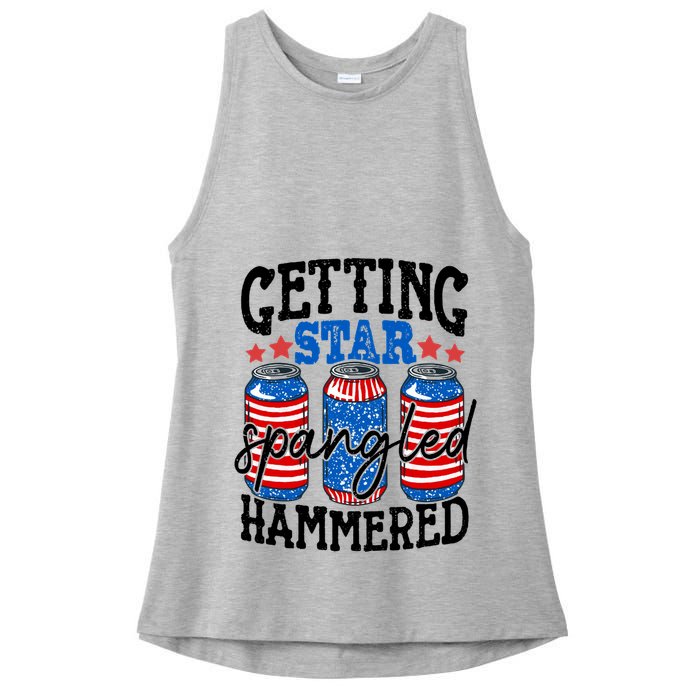 Getting Star Spangled Hammered Funny 4th Of July Patriotic Meaningful Gift Ladies PosiCharge Tri-Blend Wicking Tank