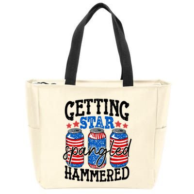 Getting Star Spangled Hammered Funny 4th Of July Patriotic Meaningful Gift Zip Tote Bag